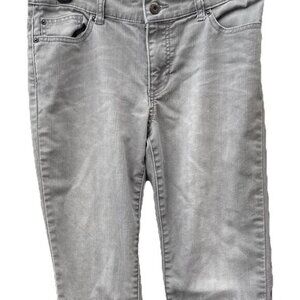 CHICO'S PLATINUM Barely Flare Gray Embellished Stretch Denim Jeans Size 0